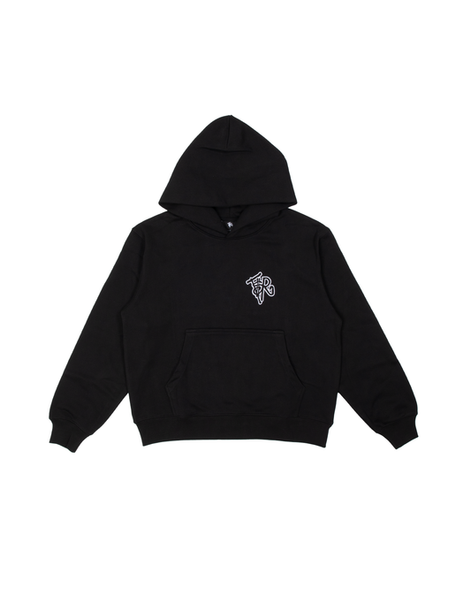 BLACK/ BLACK HOODED SWEATSHIRT